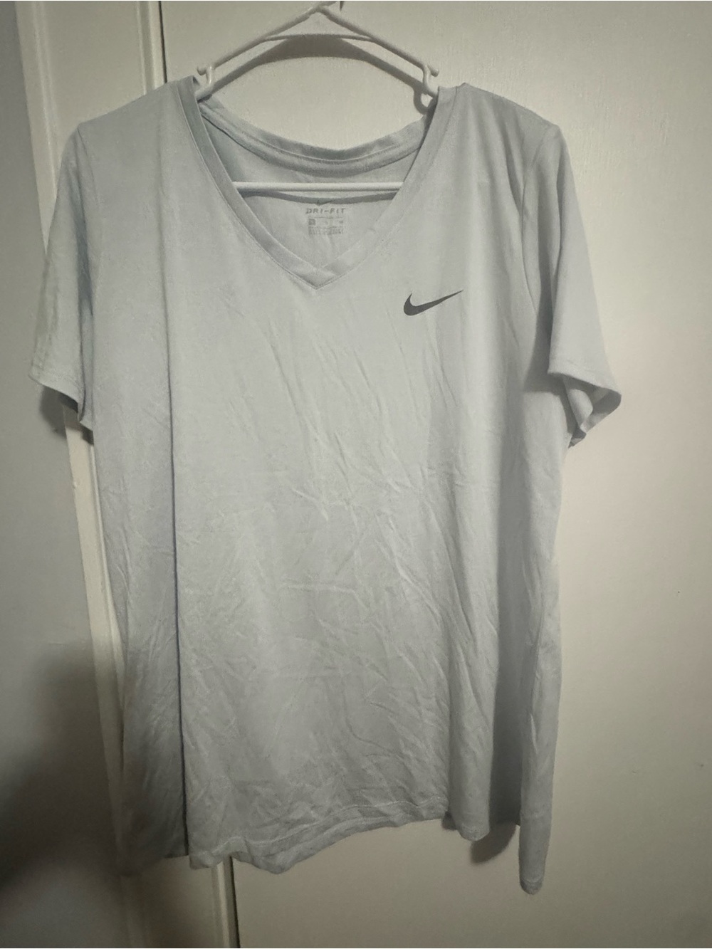 Nike White Dri Fit V-Neck Short Sleeve Tee